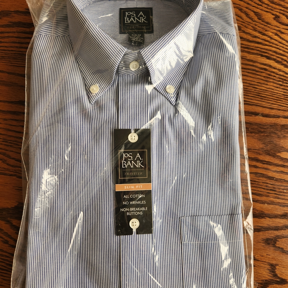 Jos. A. Bank Men's Blue Striped Shirt Slim Fit